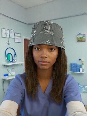 Gray Skull Pattern Surgical Scrub Cap